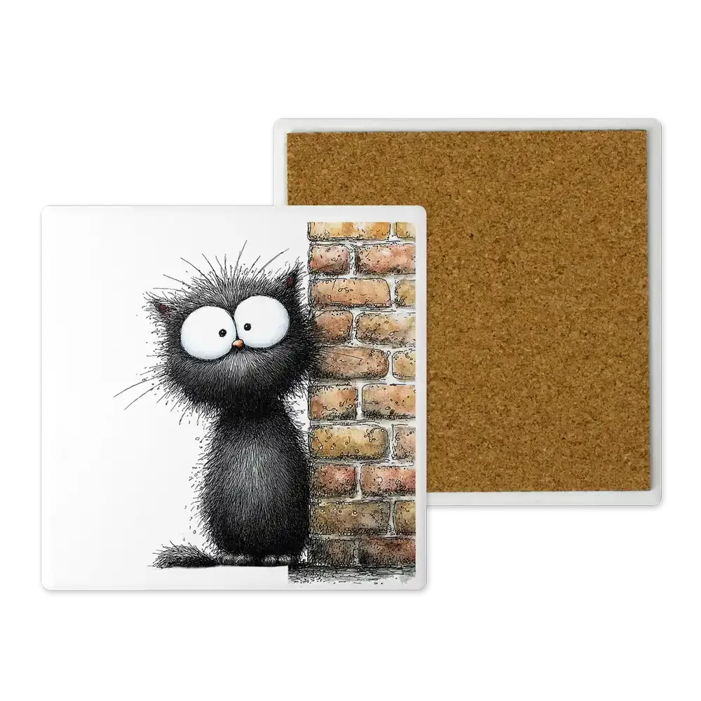 Μοντέρνο Κεραμικό Σουβέρ Art 10x10 Σχέδιο Η Γάτα του Τοίχου