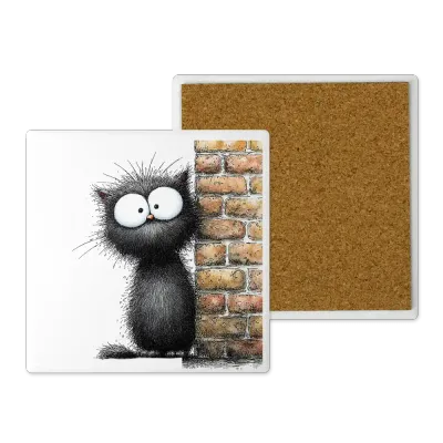 Μοντέρνο Κεραμικό Σουβέρ Art 10x10 Σχέδιο Η Γάτα του Τοίχου