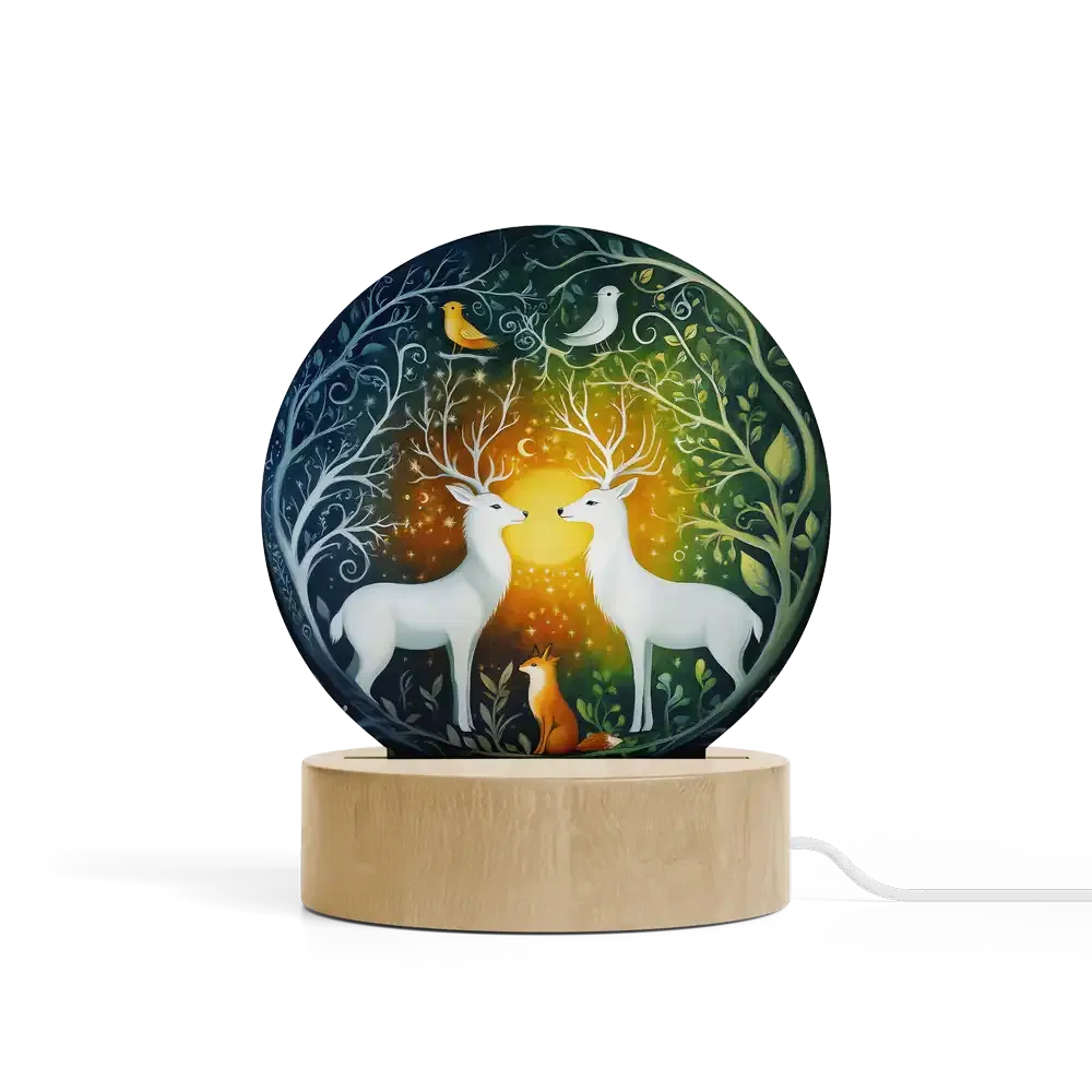 Art Φωτιστικό LED Κυκλικό - Σχέδιο Δεσμός Αγάπης Romantic Art Wildlife Connection Golden Hour Serene