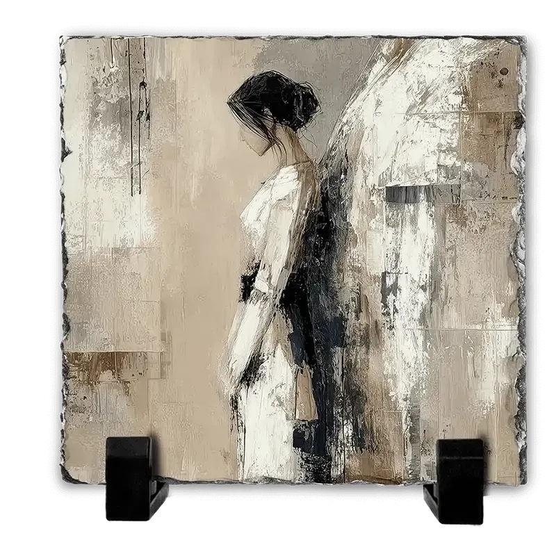 Επιτραπέζιος Πίνακας Πέτρινος 20x20 - Σχέδιο Άγγελος - Μινιμαλιστική Χάρη