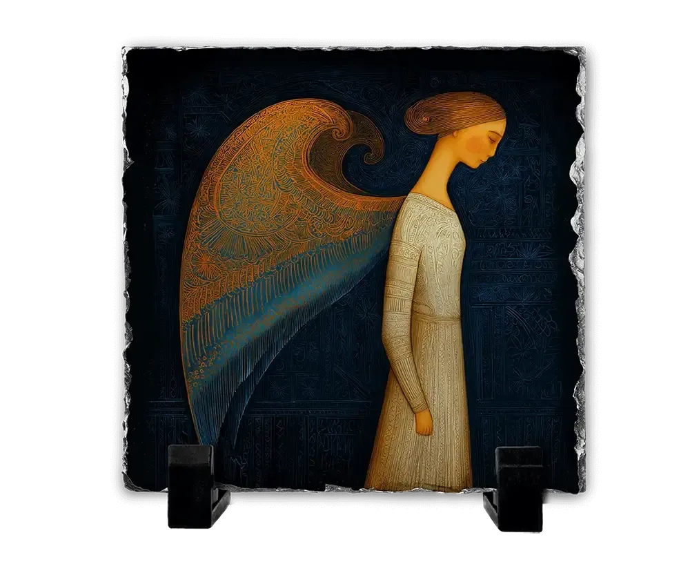 Επιτραπέζιος Πίνακας Πέτρινος 20x20 - Σχέδιο Άγγελος ,Το Φως του Μεσονυκτίου