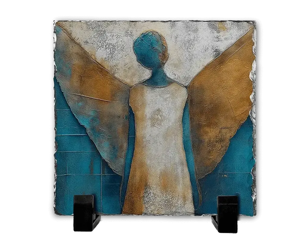 Επιτραπέζιος Πίνακας Πέτρινος 20x20 - Σχέδιο Άγγελος , Η Τιρκουάζ Αύρα