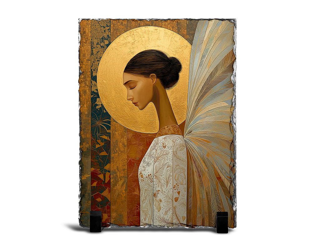 Επιτραπέζιος Πίνακας Πέτρινος 15x20 - Σχέδιο Άγγελος, Το Φως της Γαλήνης