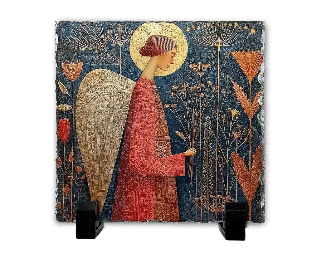 Επιτραπέζιος Πίνακας Πέτρινος 20x20 - Σχέδιο Άγγελος ,Ο Ουράνιος Κήπος