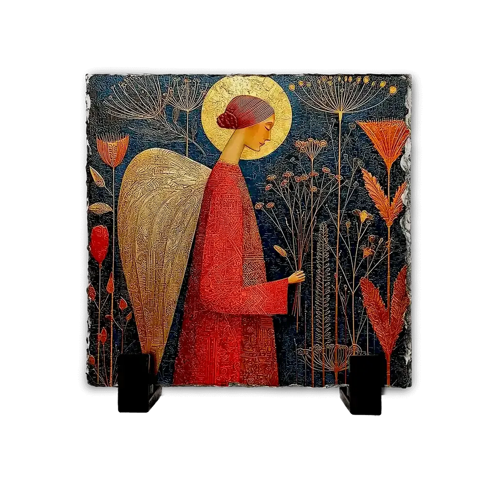 Επιτραπέζιος Πίνακας Πέτρινος 20x20 - Σχέδιο Άγγελος ,Ο Ουράνιος Κήπος