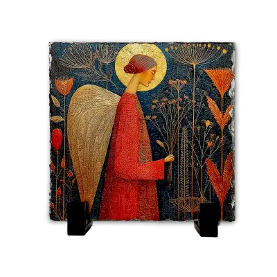 Επιτραπέζιος Πίνακας Πέτρινος 20x20 - Σχέδιο Άγγελος ,Ο Ουράνιος Κήπος