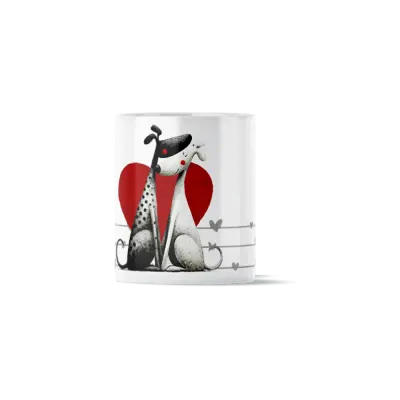 Κούπα Κεραμική πρωτότυπη - Ζευγάρι Σκυλάκια σε Φόντο Καρδιάς Symbolic Pet Romance