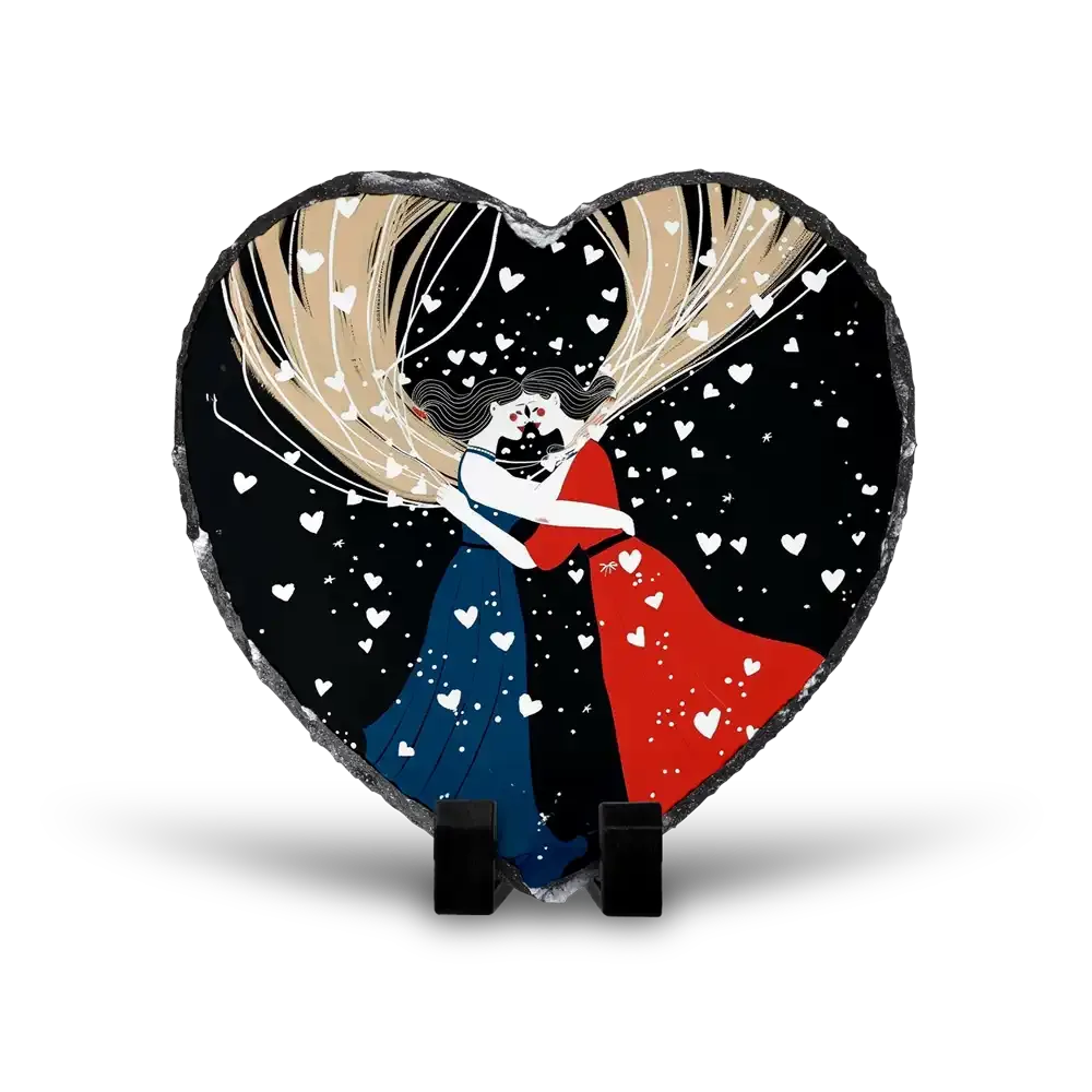 Πέτρινος Επιτραπέζιος Πίνακας Καρδιά 20x20 - Αιώνια Αγκαλιά Symbolic Line Art