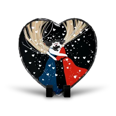 Πέτρινος Επιτραπέζιος Πίνακας Καρδιά 20x20 - Αιώνια Αγκαλιά Symbolic Line Art