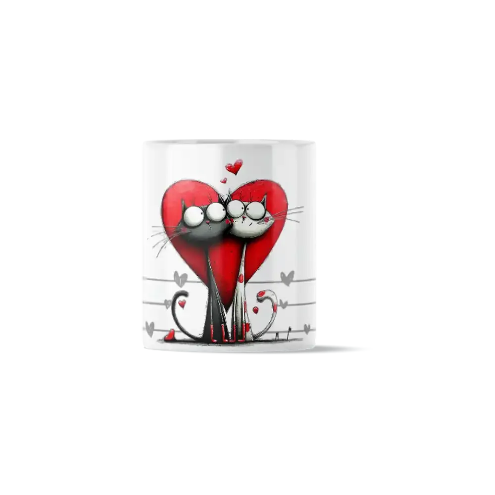 Κούπα Κεραμική πρωτότυπη - Γατάκια Αγκαλιά σε Μεγάλη Καρδιά Big Heart Hug