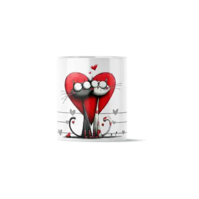 Κούπα Κεραμική πρωτότυπη - Γατάκια Αγκαλιά σε Μεγάλη Καρδιά Big Heart Hug