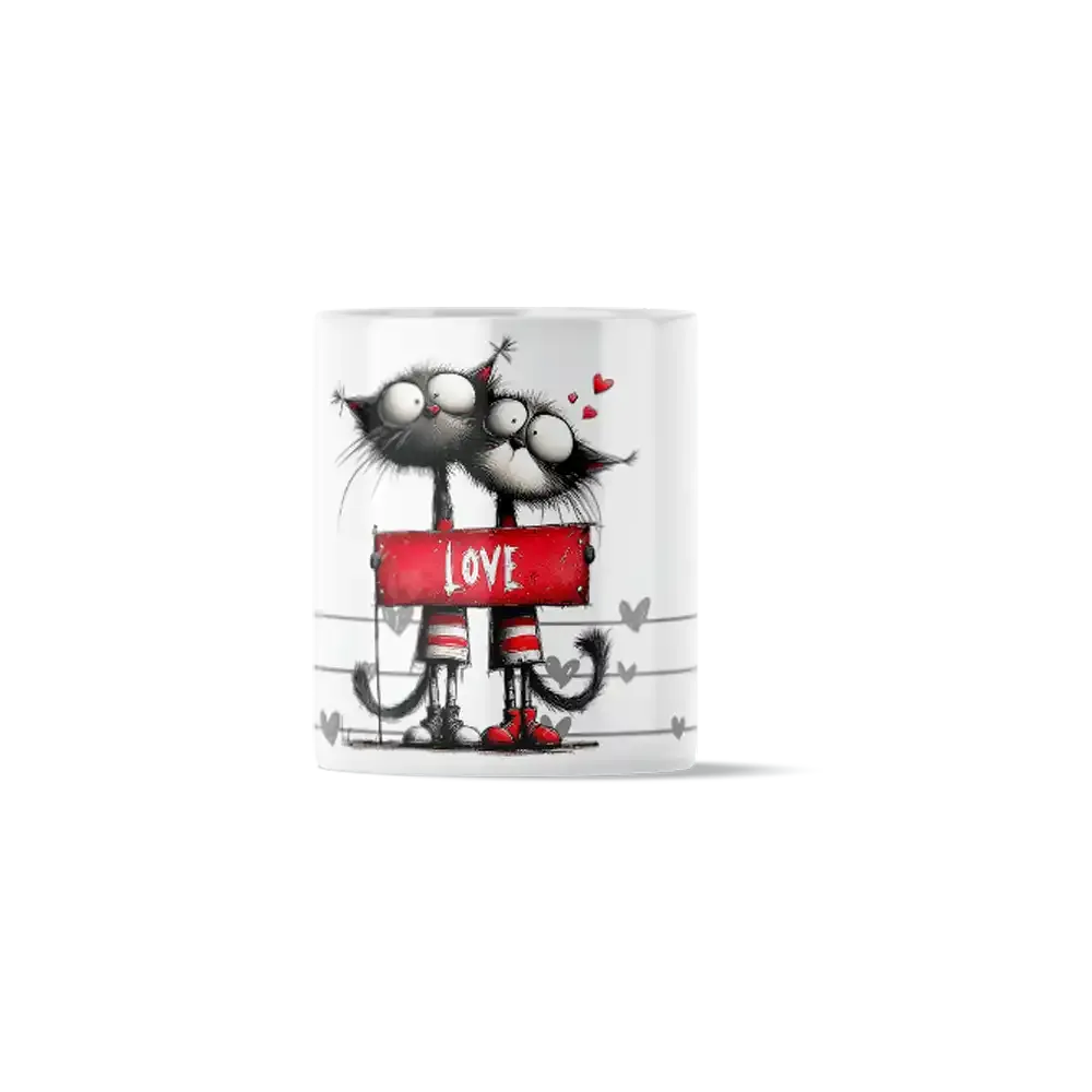 Κούπα Κεραμική πρωτότυπη - Γατάκια με Πινακίδα LOVE Bold Love Sign Cats
