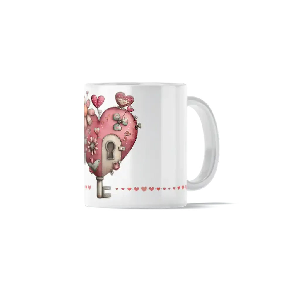 Κούπα Κεραμική πρωτότυπη - Κλειδαριά Καρδιά με Κλειδί Romantic Lock Graphics
