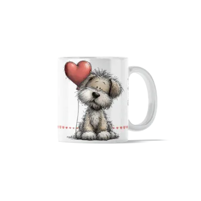 Κούπα Κεραμική πρωτότυπη - Σκυλάκι με Μπαλόνι Καρδιά Dreamy Dog Art