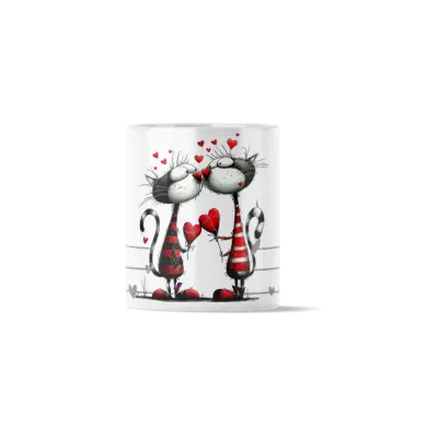 Κούπα Κεραμική πρωτότυπη - Το Φιλί των Γατιών Sweet Feline Kiss