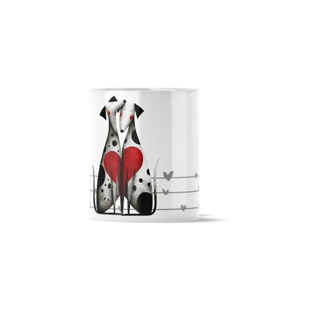 Κούπα Κεραμική πρωτότυπη - Ζευγάρι Σκυλάκια σε Επαφή Minimalist Dog Illustration
