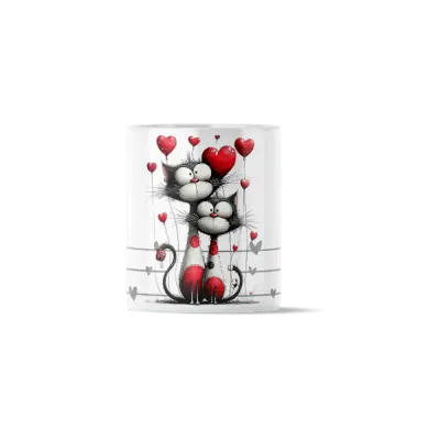 Κούπα Κεραμική πρωτότυπη - Γατάκια σε Βροχή Καρδιών Heart Shower Cats