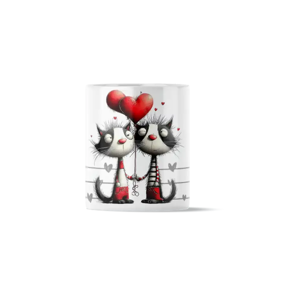 Κούπα Κεραμική πρωτότυπη - Γατάκια με Μπαλόνια Καρδιά Heart Balloon Lovers