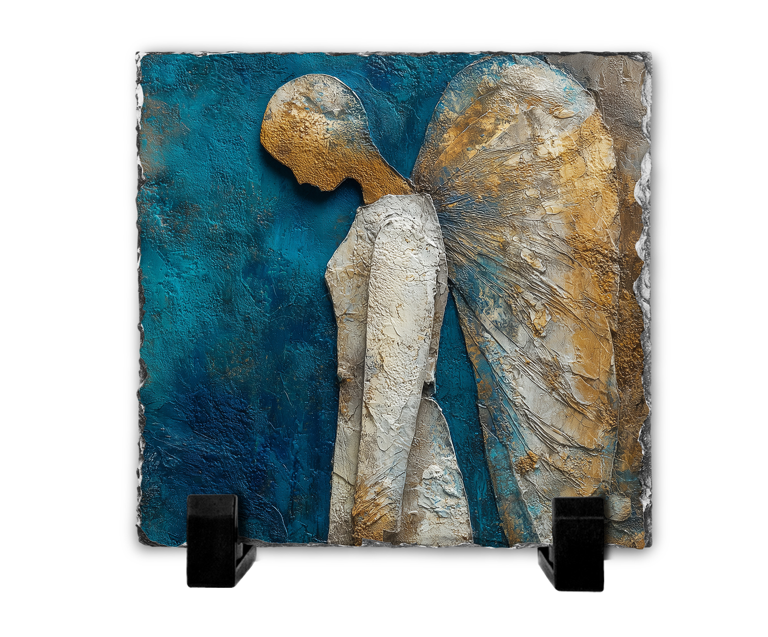 Επιτραπέζιος Πίνακας Πέτρινος 20x20 - Σχέδιο Άγγελος - Ο Άγγελος της Σιωπής