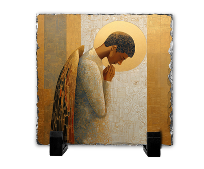 Επιτραπέζιος Πίνακας Πέτρινος 20x20 - Σχέδιο Άγγελος -Αέναη Ευλάβεια