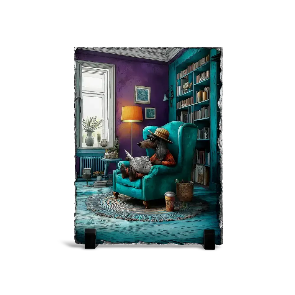 Πέτρινος Πίνακας Επιτραπέζιος 15x20 - Σχέδιο Η Γωνιά του Διανοούμενου