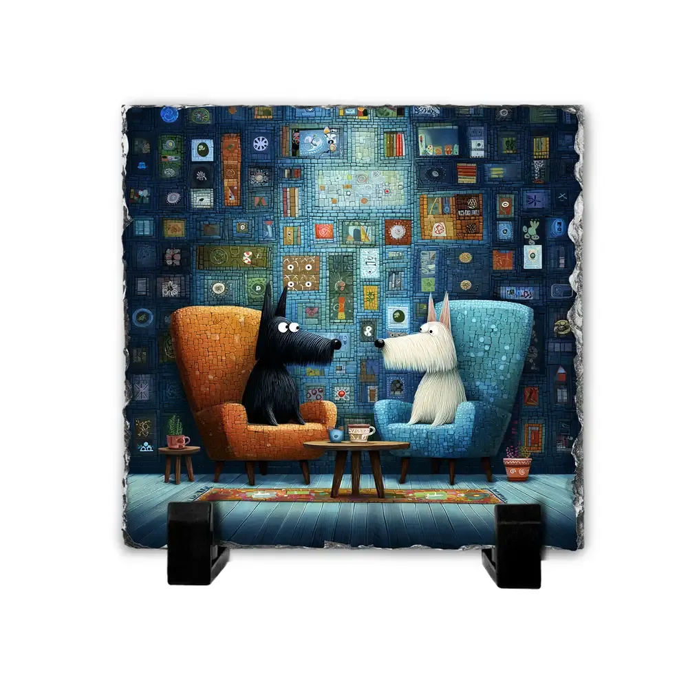 Πέτρινος Πίνακας Επιτραπέζιος 20x20 - Σχέδιο Συζήτηση στον Καναπέ