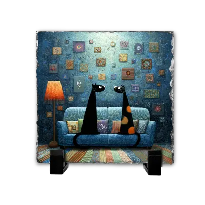 Πέτρινος Πίνακας Επιτραπέζιος 20x20 - Σχέδιο Στιγμές Συντροφιάς