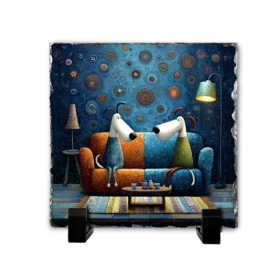 Πέτρινος Πίνακας Επιτραπέζιος 20x20 - Σχέδιο Η Παρέα του Σαλονιού