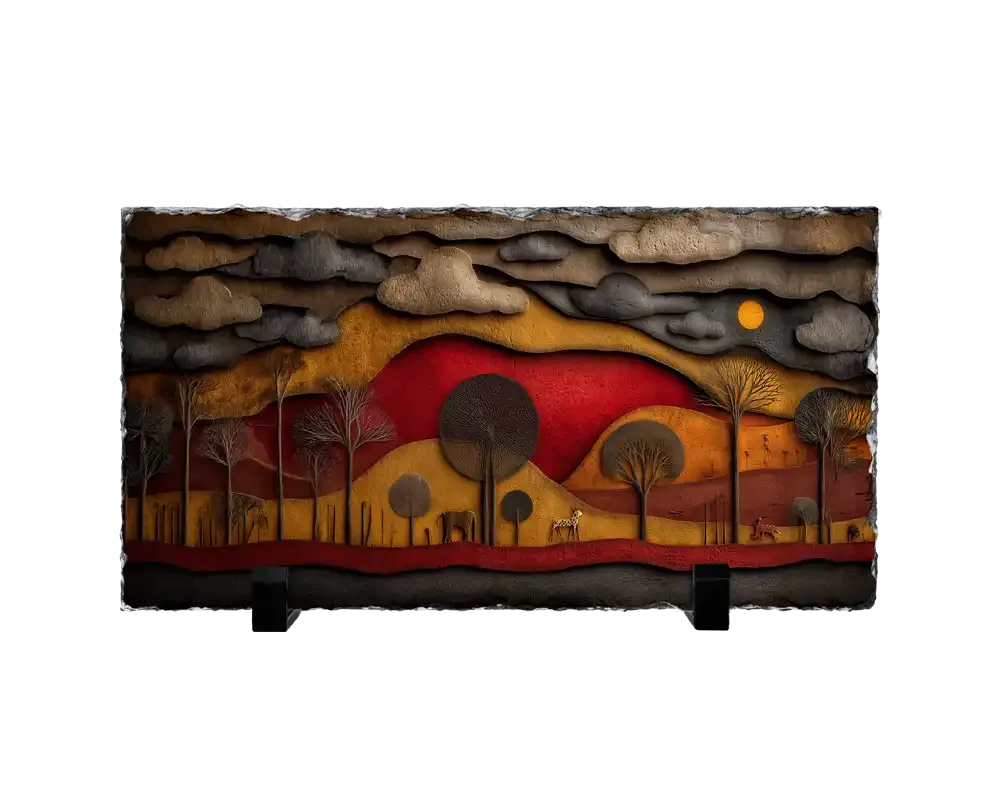 Επιτραπέζιος Πίνακας Πέτρινος 30x15 - Σχέδιο Πύρινη Εδέμ