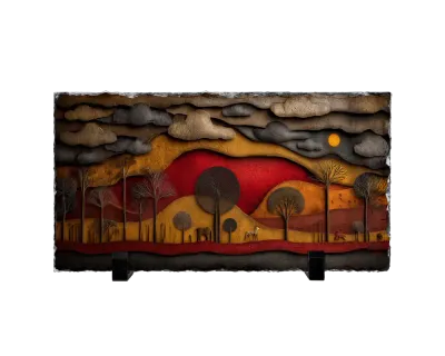 Επιτραπέζιος Πίνακας Πέτρινος 30x15 - Σχέδιο Πύρινη Εδέμ