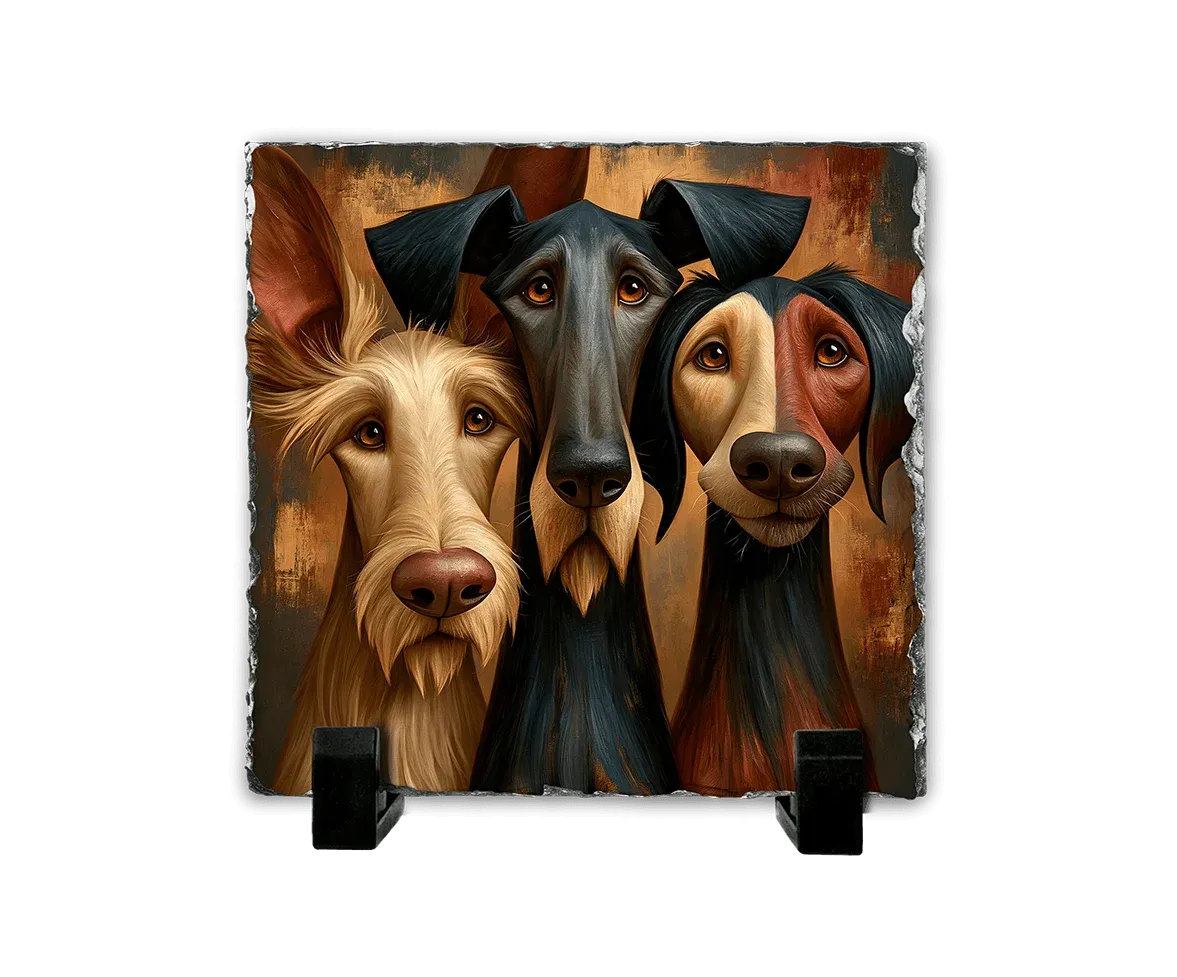 Τρεις Φίλοι σε Πορτρέτο — Geometric Dog Art