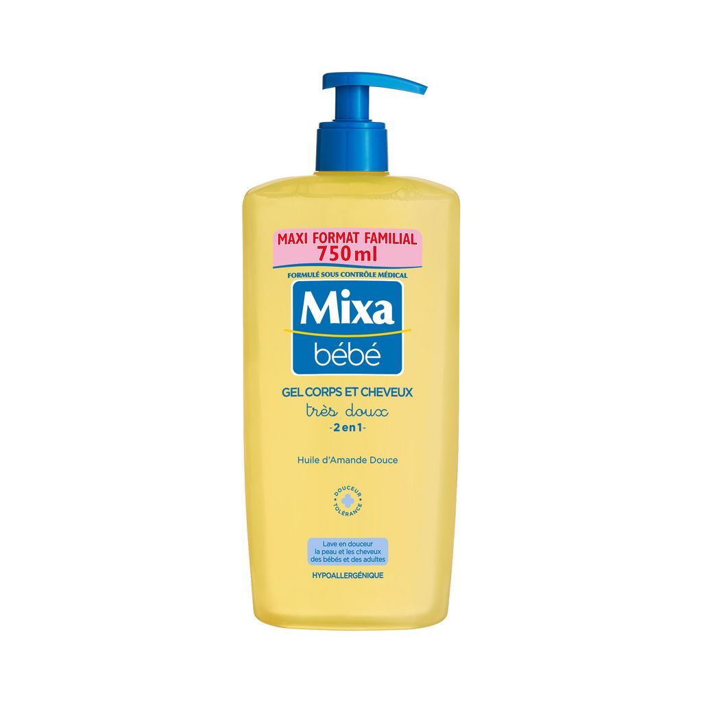 MIXA BEBE Gel douche très doux corps et cheveux à l&#39;huile d&#39;amande douce 750ml
