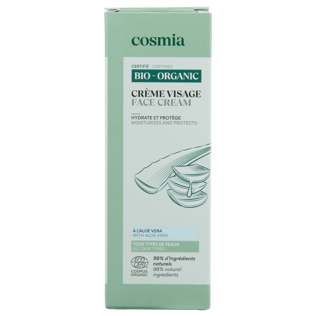COSMIA BIO Crème hydratante et protectrice à l&#39;aloé véra pour tous types de peaux 50ml