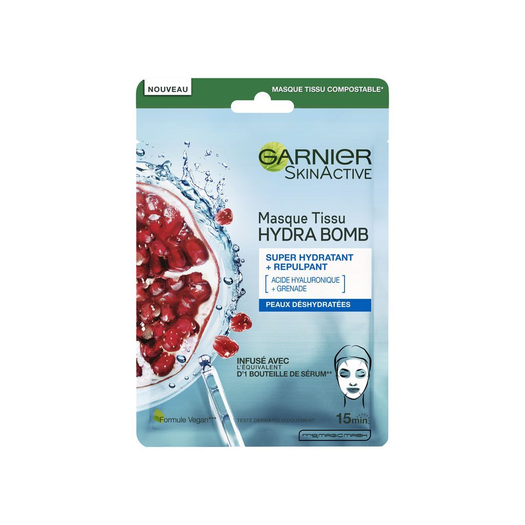 GARNIER SkinActive masque tissu hydra bomb peaux déshydratées 1 masque