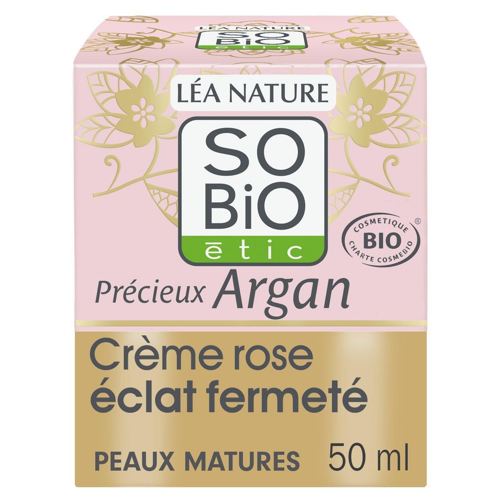 SO BIO ETIC Précieux Argan Crème bio rose éclat fermeté peaux matures 50ml