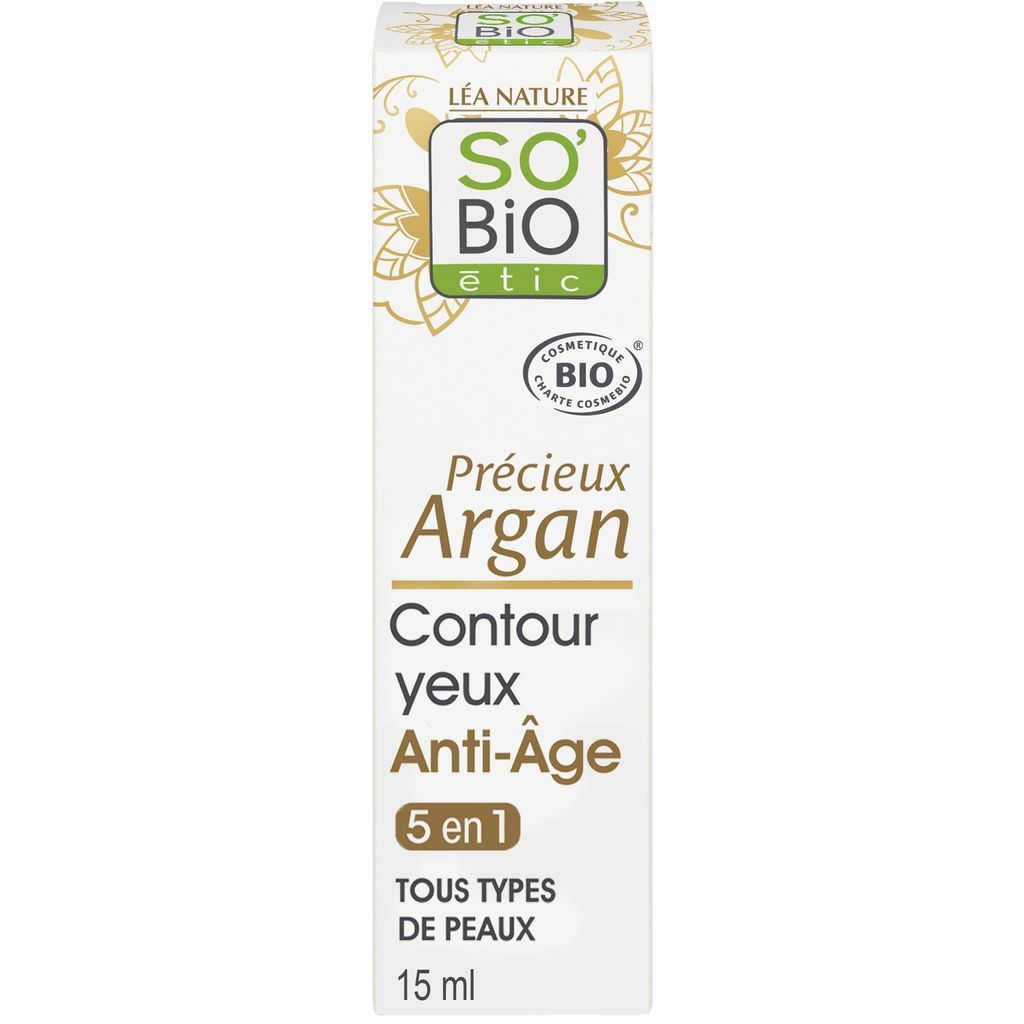 SO BIO ETIC Précieux Argan Contour yeux bio anti-âge 5en1 tous types de peaux 15ml