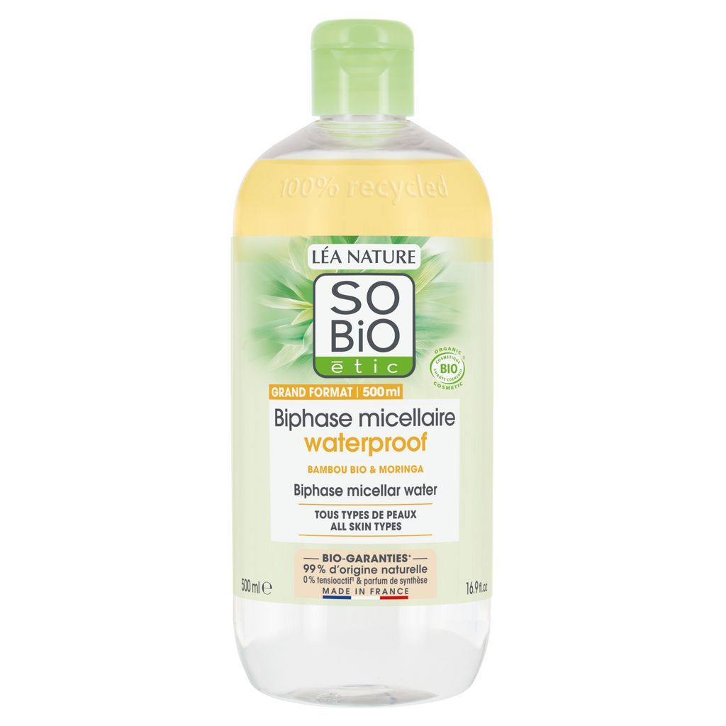 SO BIO ETIC Eau micellaire waterproof pur bambou tous types de peaux 500 500ml