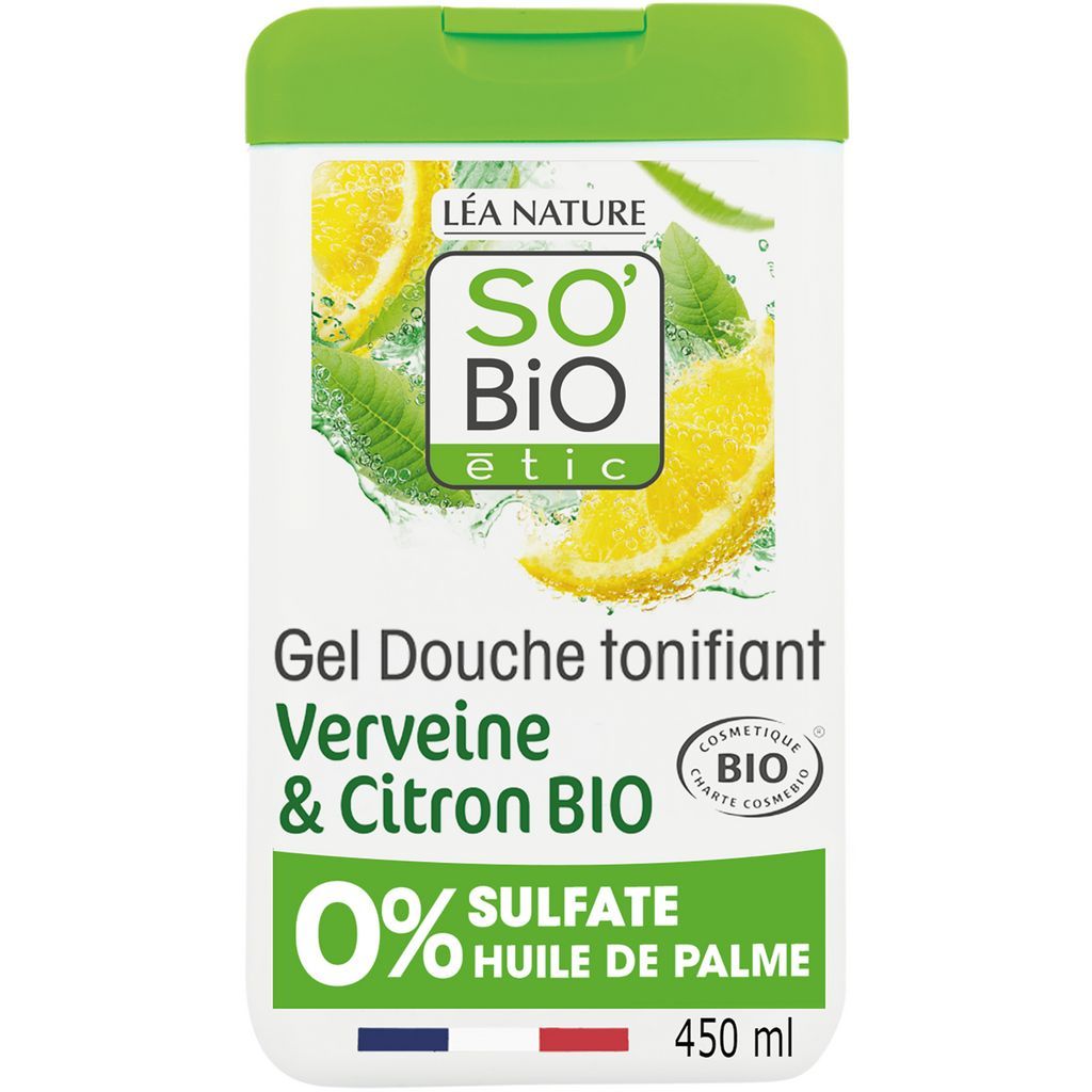SO BIO ETIC Gel douche tonifiant verveine et citron bio 450ml