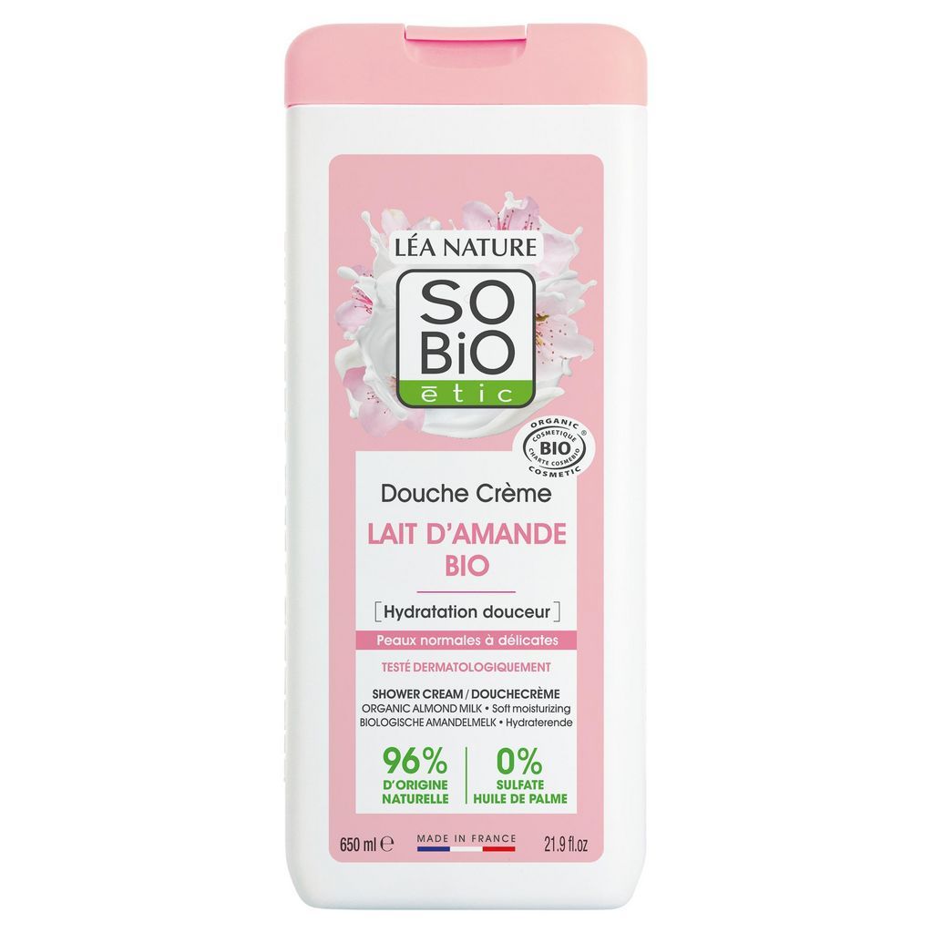 SO BIO ETIC Douche crème hydratation au lait d&#39;amande bio peaux normales à délicates 650ml