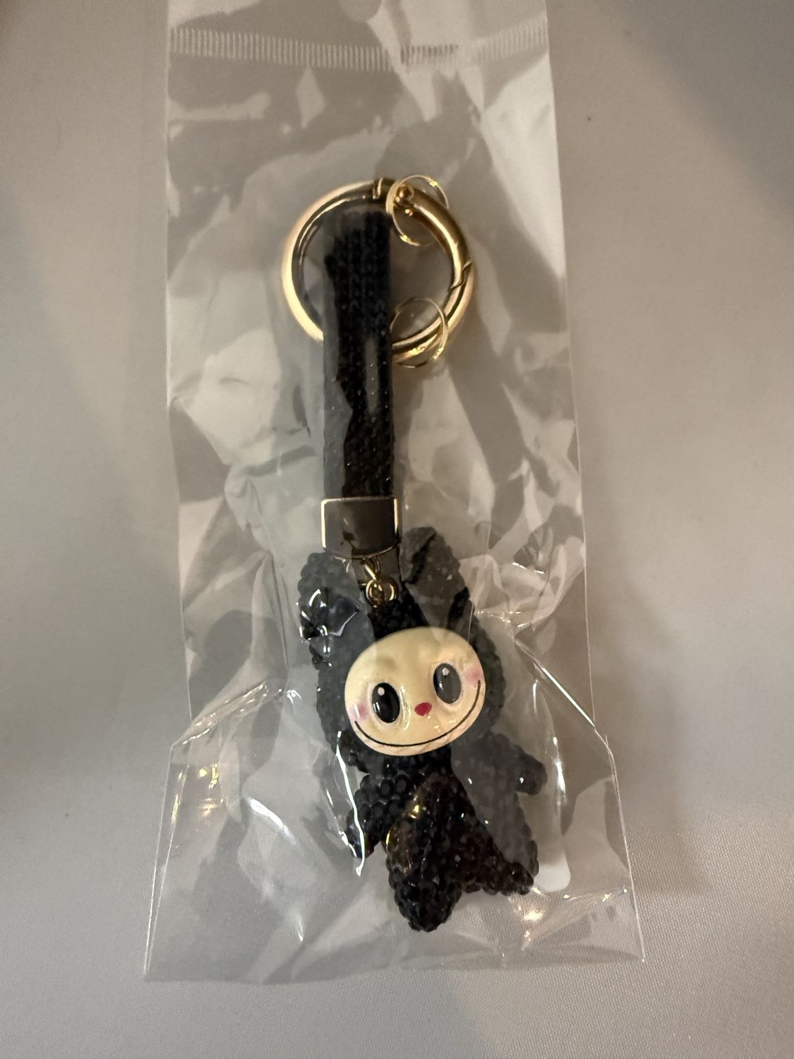 *Unofficial Jeweled Labubu Keychain, COLOR: Black