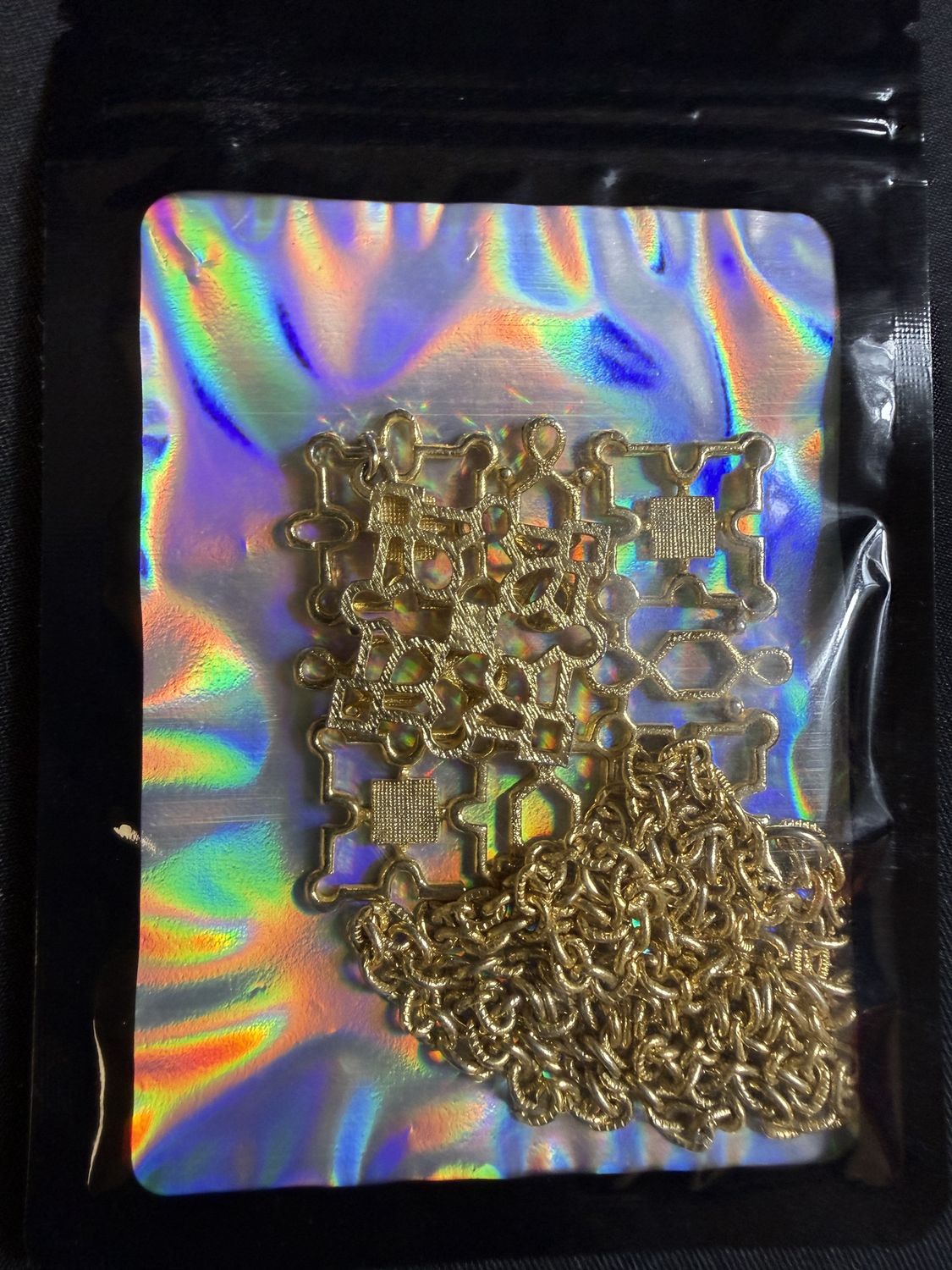 1970&#39;s Gold toned Geometric Necklace