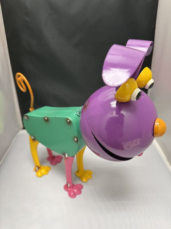 Exhart Hand Painted Metal Dog Statue