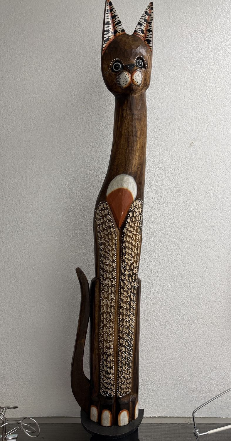 Wooden Cat Statue