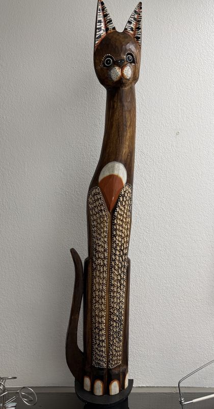 Wooden Cat Statue