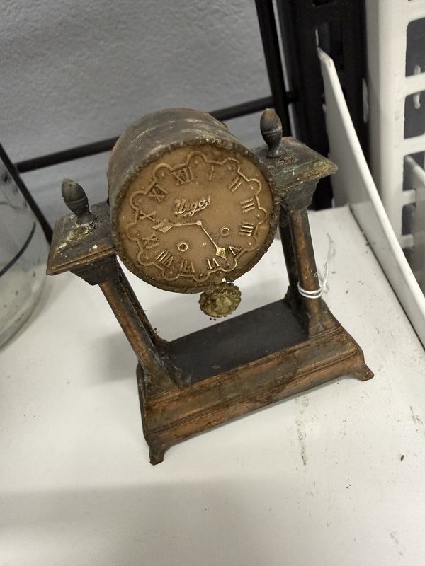 Vintage Urgos Brand Cast Metal Mantle Clock Shaped Pencil Sharpener