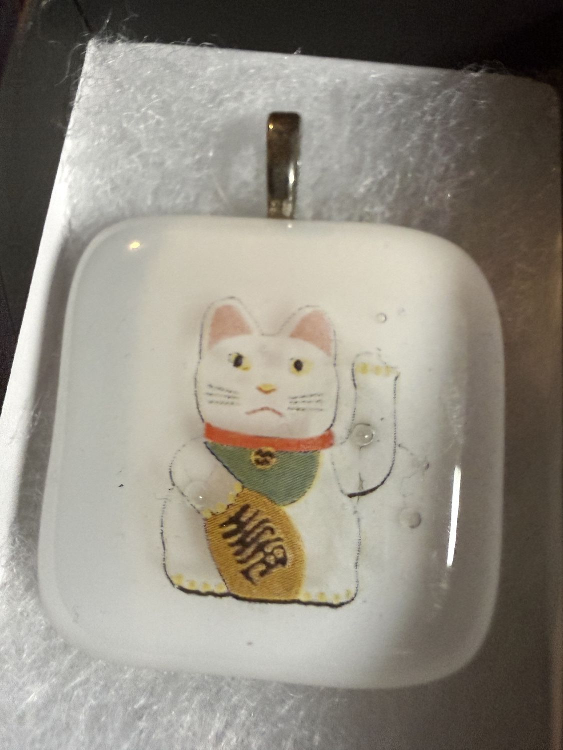 Stained Glass Pendants, Design: Sq White Kitty