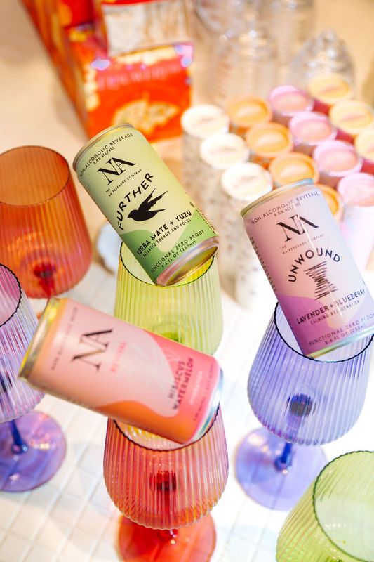 Several Cans of NA Bev Co Adaptogen Drinks