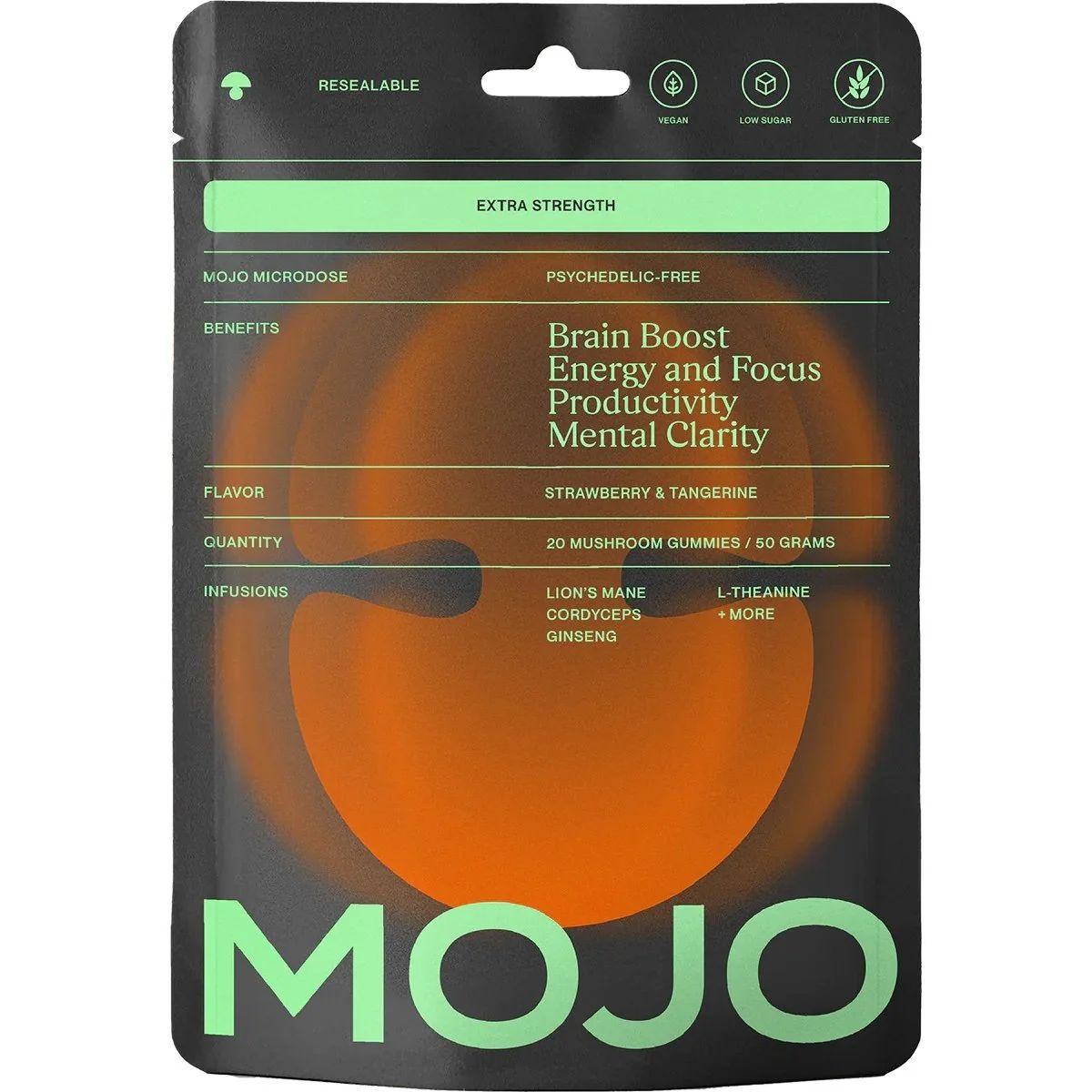 MOJO Strawberry &amp; Tangerine Mushroom Gummies - EXTRA STRENGTH