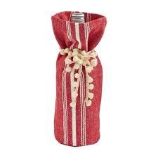 Red Grain Sack Wine Bag