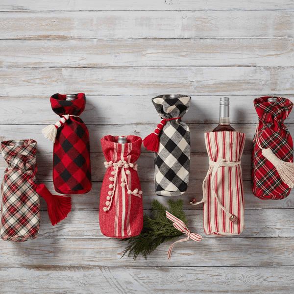 Red Grain Sack Wine Bag